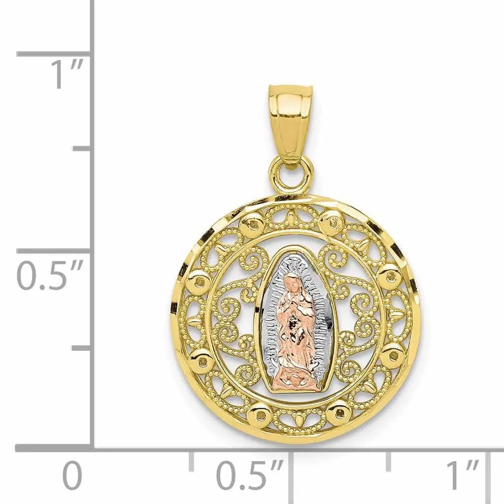 10K Two Tone Gold Our Lady Of Guadalupe Pendant