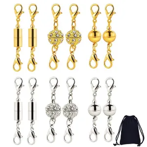 12 Pieces Magnetic Lobster Clasps 3 Styles Magnetic Jewelry Clasps for Necklace Bracelet Anklet Chains Making(Gold and Silver)