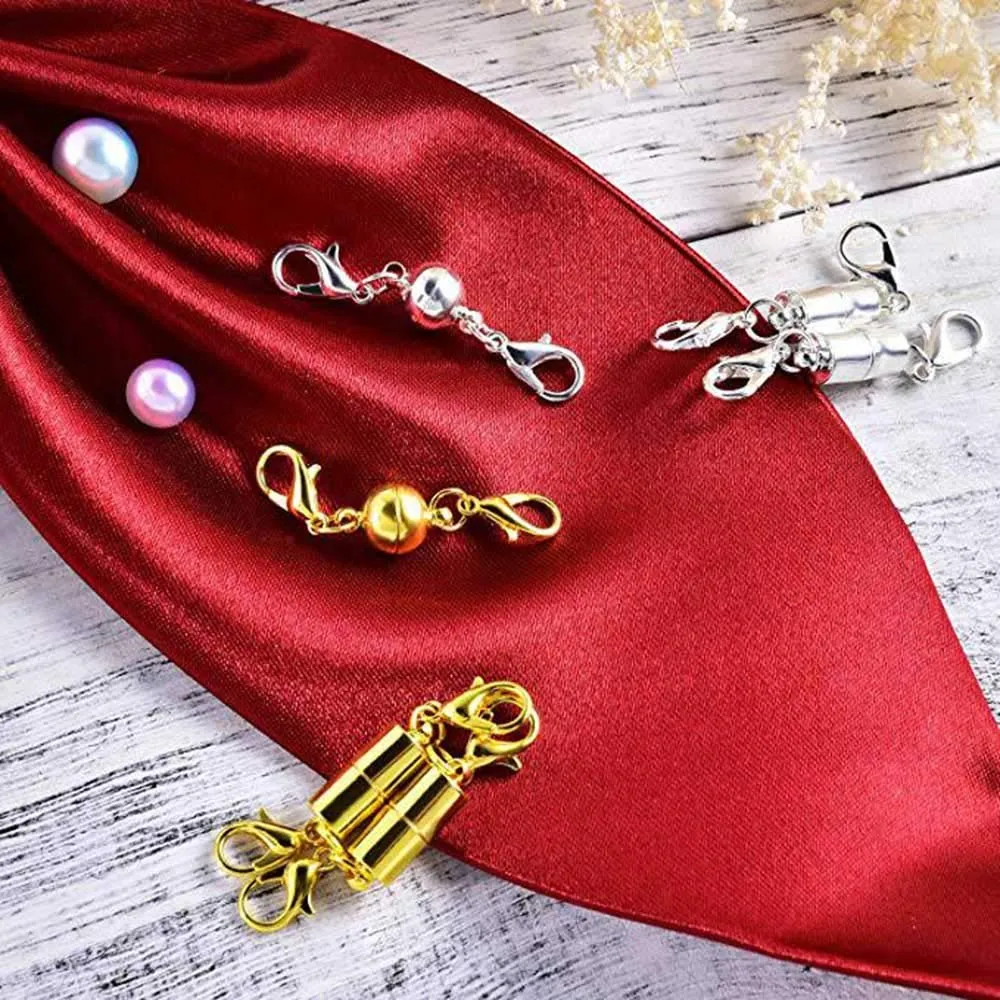 12 Pieces Magnetic Lobster Clasps 3 Styles Magnetic Jewelry Clasps for Necklace Bracelet Anklet Chains Making(Gold and Silver)