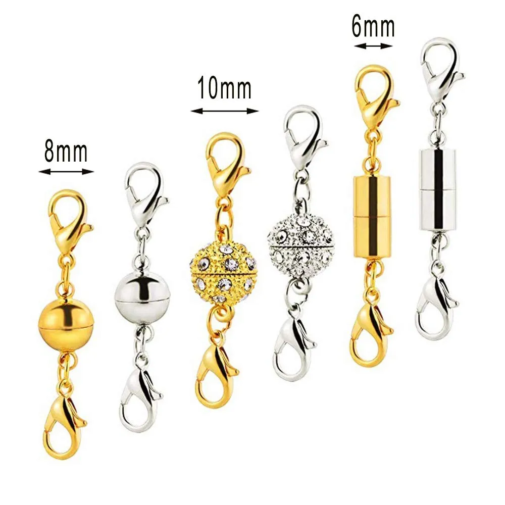 12 Pieces Magnetic Lobster Clasps 3 Styles Magnetic Jewelry Clasps for Necklace Bracelet Anklet Chains Making(Gold and Silver)