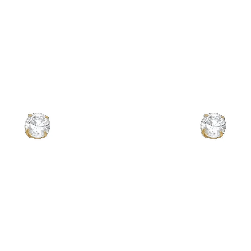 14K 4MM CZ STONE STUD EARRINGS