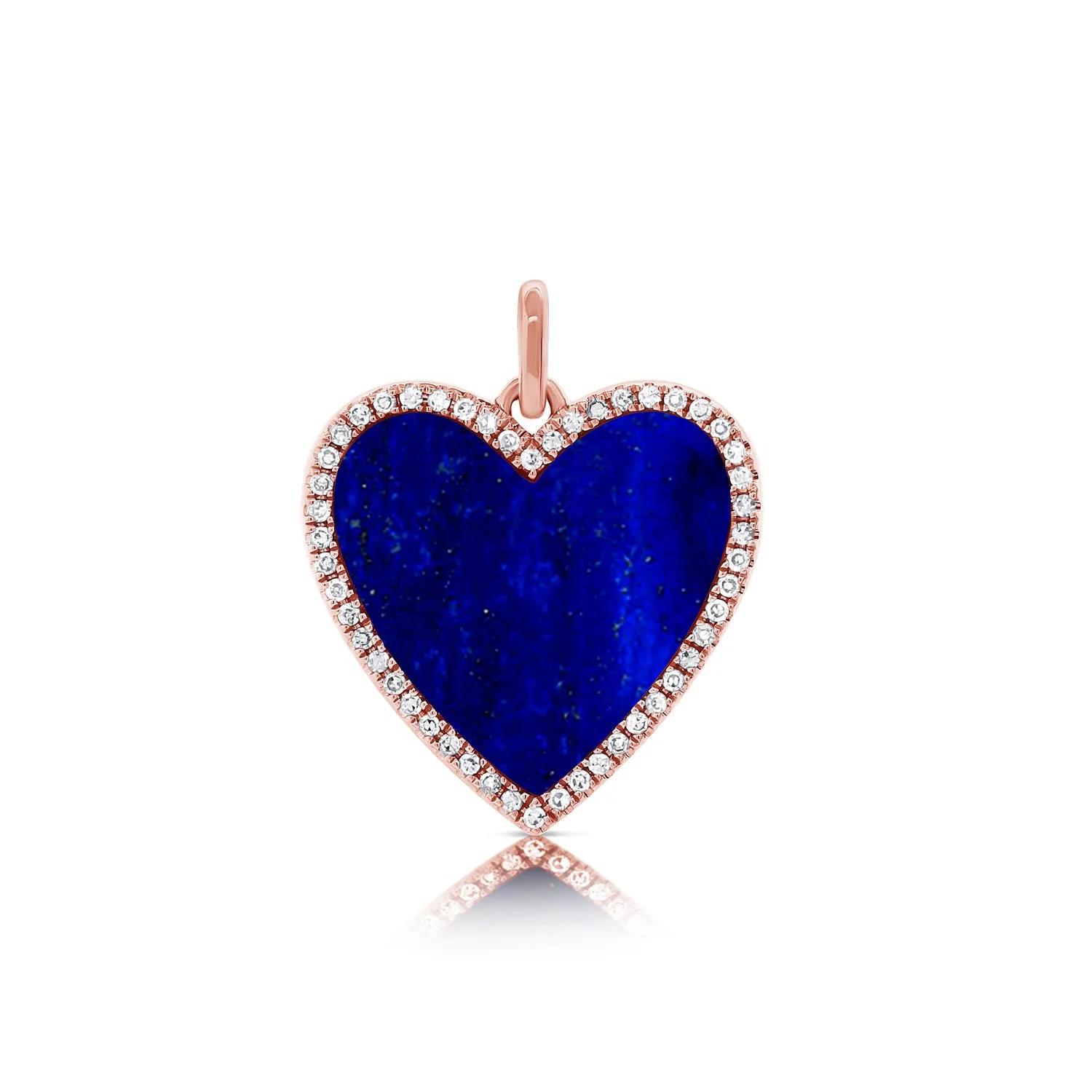 14K Yellow Gold Diamond   Lapis Heart Pendant