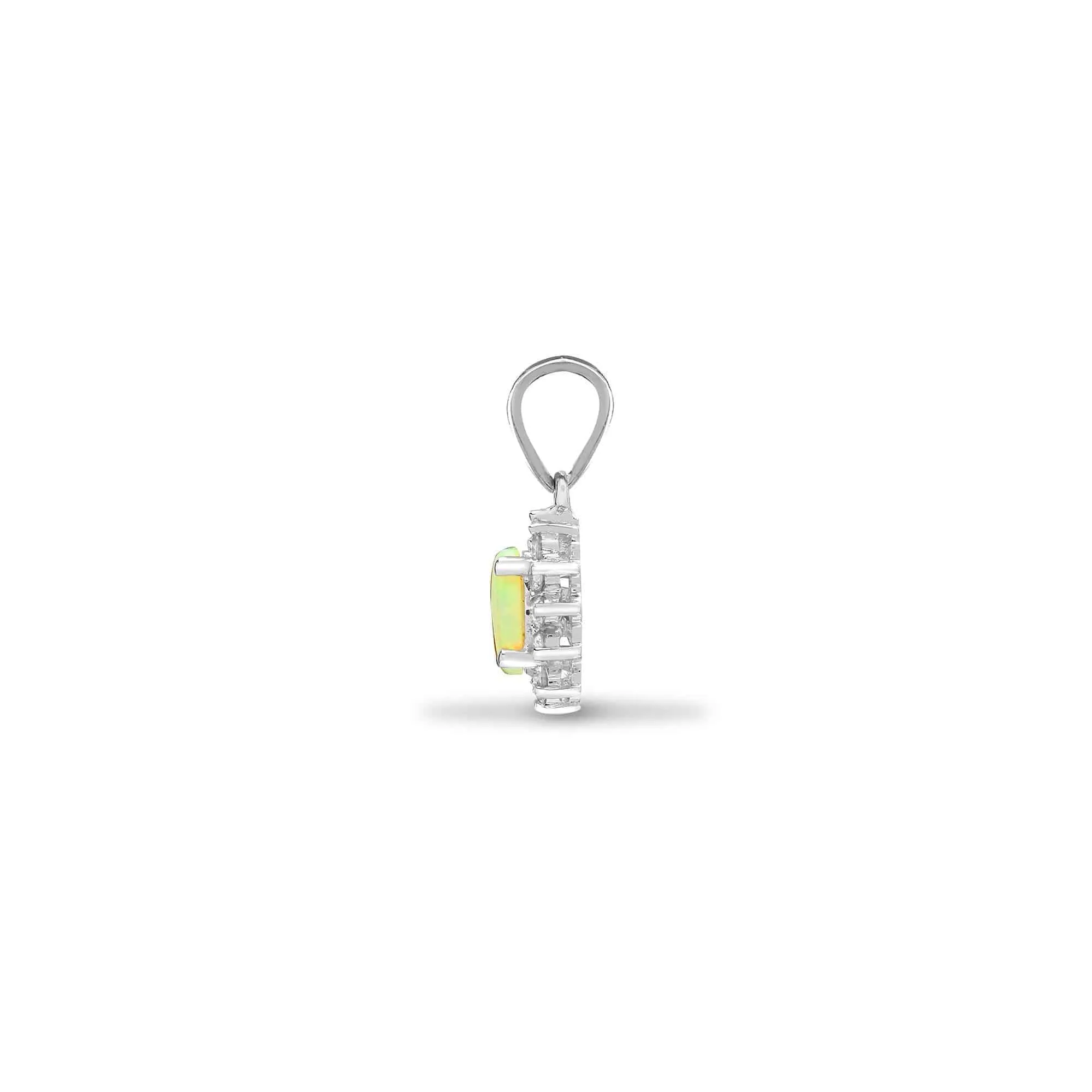 18ct White Gold Diamond And Opal Pendant