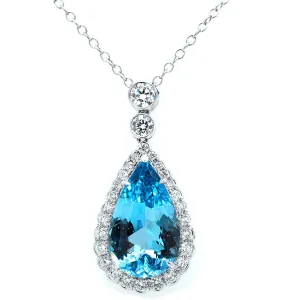 18ct White Gold Pear Shaped Aquamarine Cluster Necklace