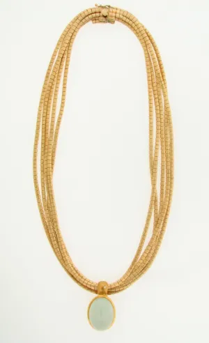 18K YELLOW GOLD AQUA PENDANT / NECKLACE