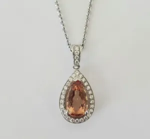 18kt White Gold Imperial Topaz and Diamond Pendant