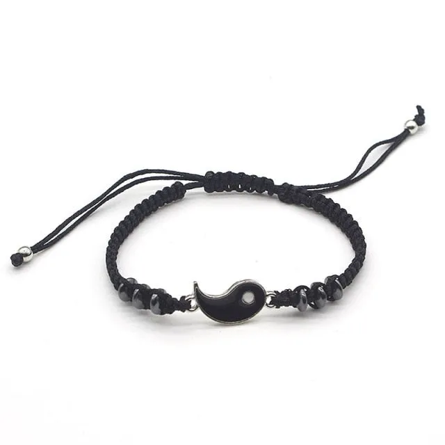 2021 Couple Bracelets Hematite Leather Cord Braid Chain her/his Chinese Tai Chi gift