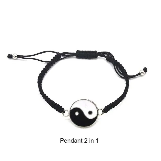 2021 Couple Bracelets Hematite Leather Cord Braid Chain her/his Chinese Tai Chi gift