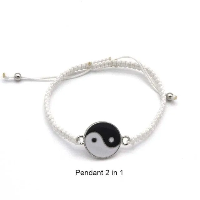 2021 Couple Bracelets Hematite Leather Cord Braid Chain her/his Chinese Tai Chi gift