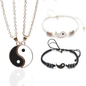 2021 Couple Bracelets Hematite Leather Cord Braid Chain her/his Chinese Tai Chi gift