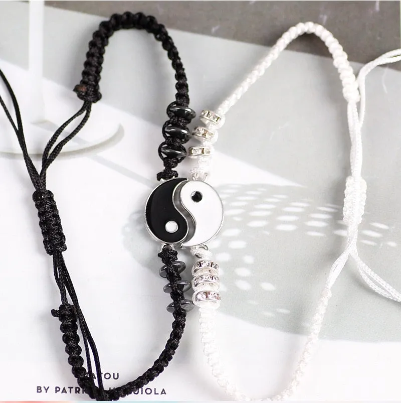 2021 Couple Bracelets Hematite Leather Cord Braid Chain her/his Chinese Tai Chi gift