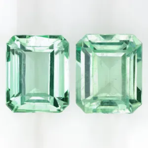 5.06ct EMERALD PAIR STUD DROP EARRINGS EMERALD SHAPE CUT LOOSE NATURAL PASTEL