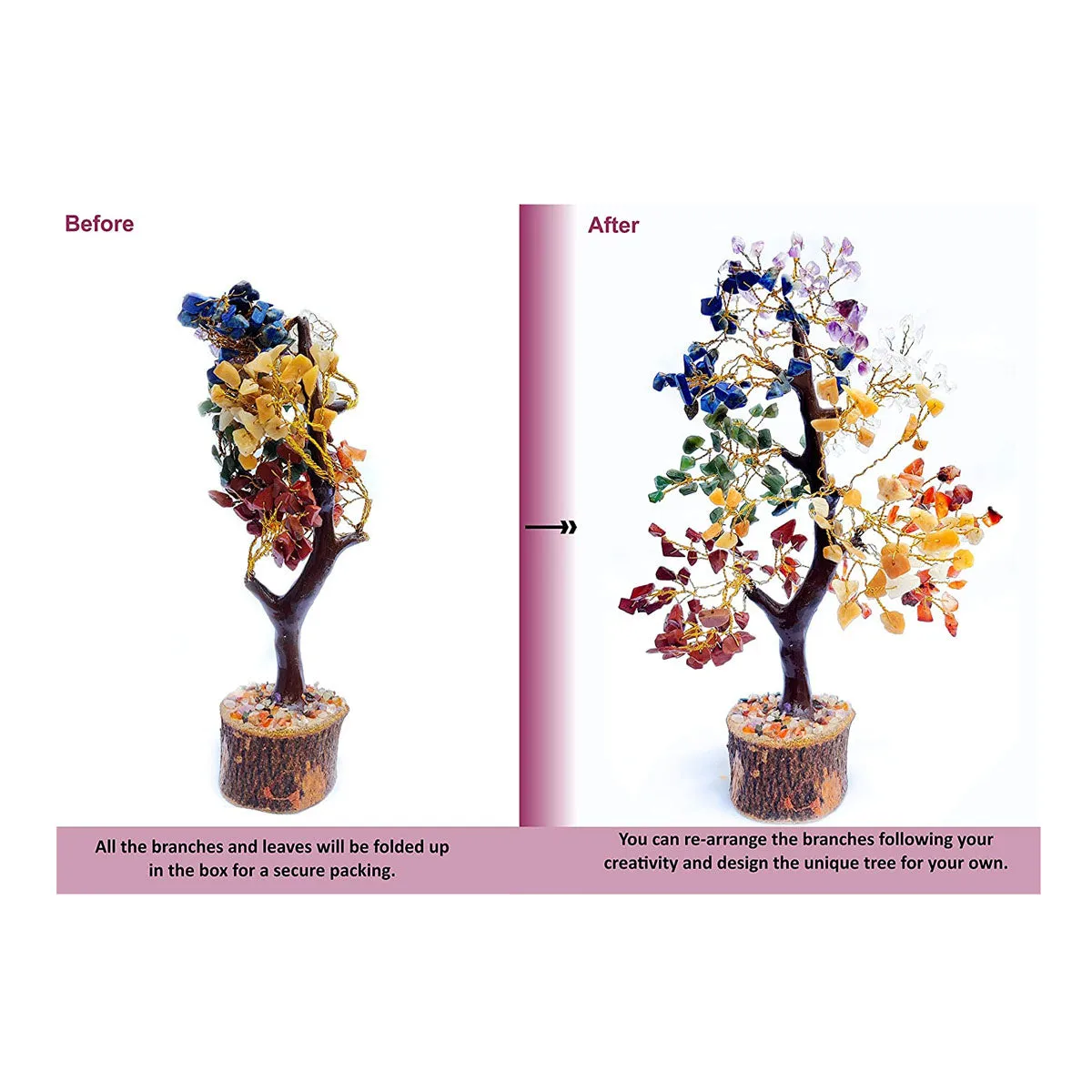 7 (Seven) Chakra Natural Healing Reiki Crystal tree for Good Luck, Wealth