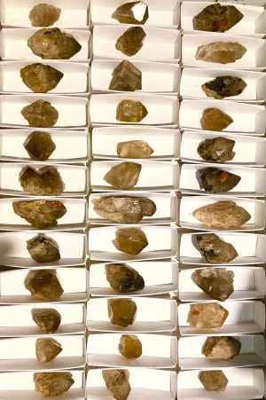 864g Wholesale Flat of Kundalini Citrine Crystals, 36 Pieces, Kundalini Quartz, Democratic Republic of Congo