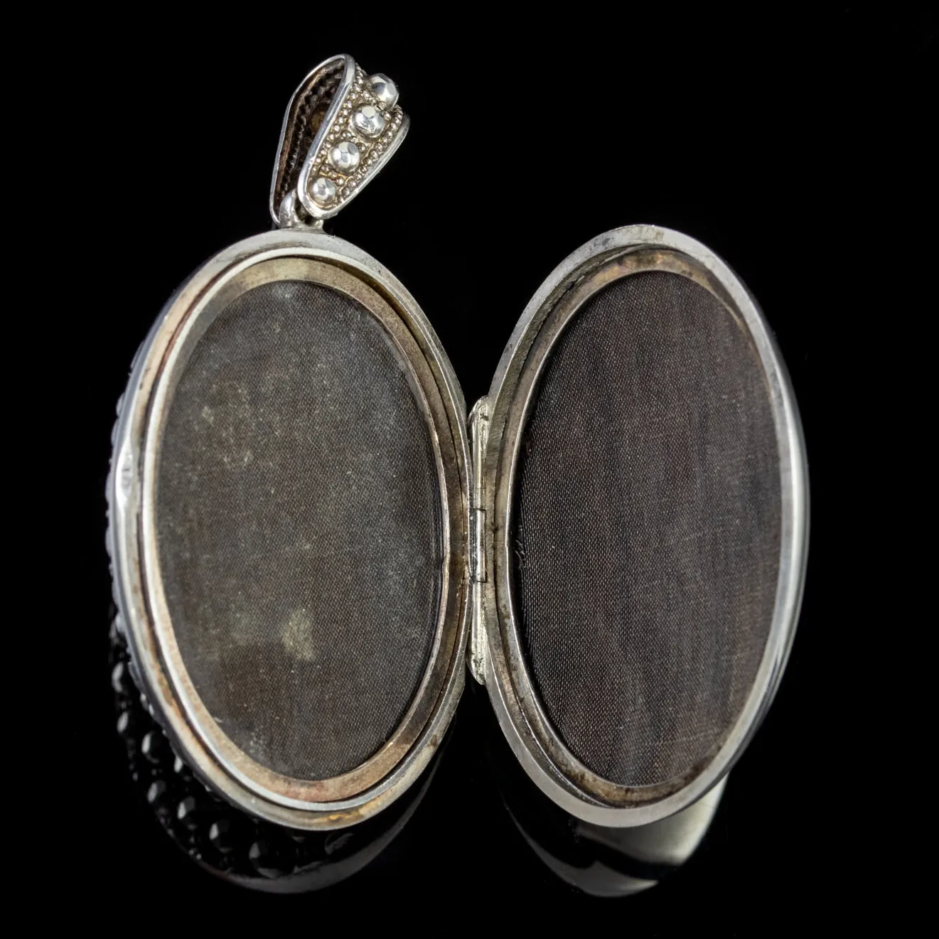 Antique Victorian Hand Cut Silver Studded Locket Silver Circa 1900
