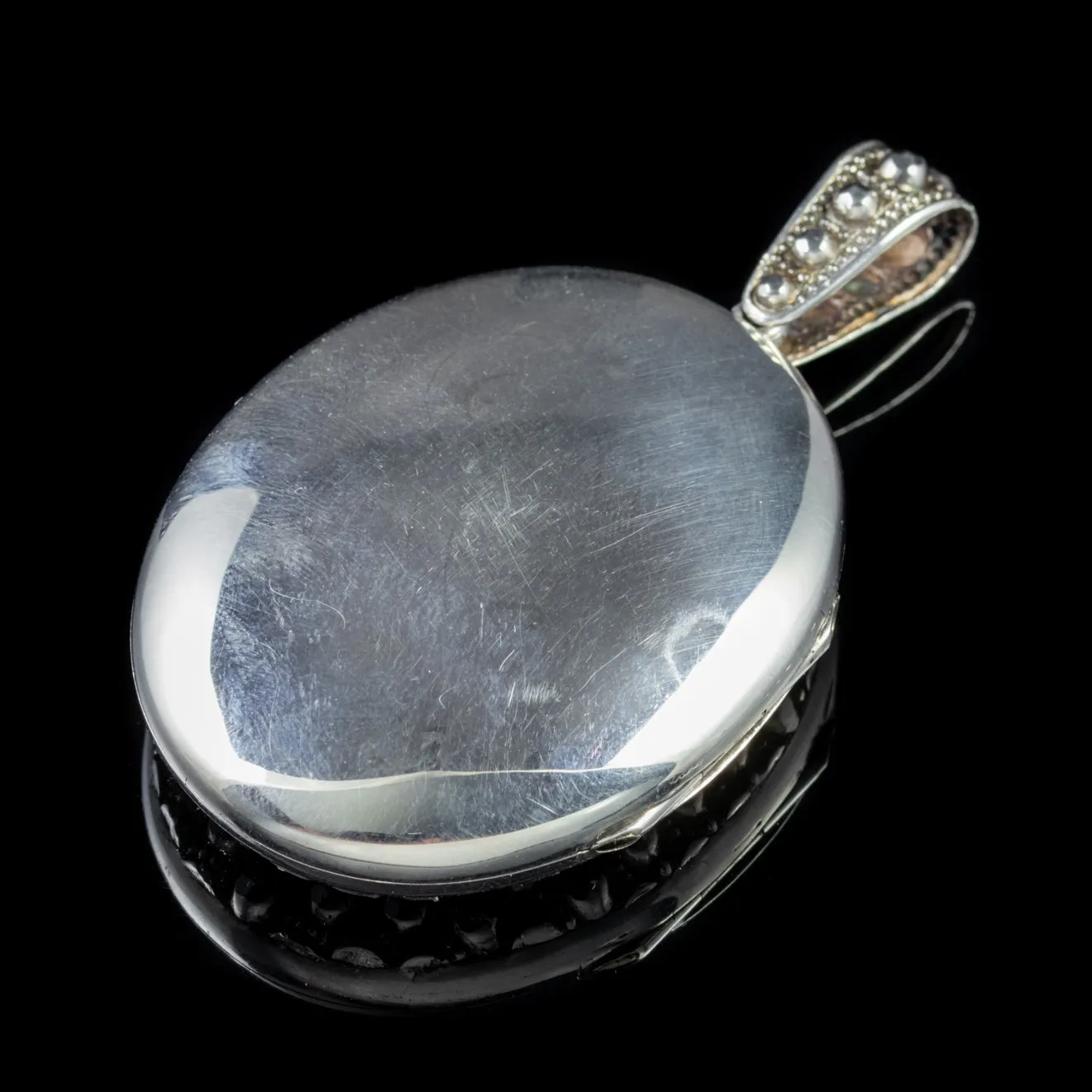 Antique Victorian Hand Cut Silver Studded Locket Silver Circa 1900