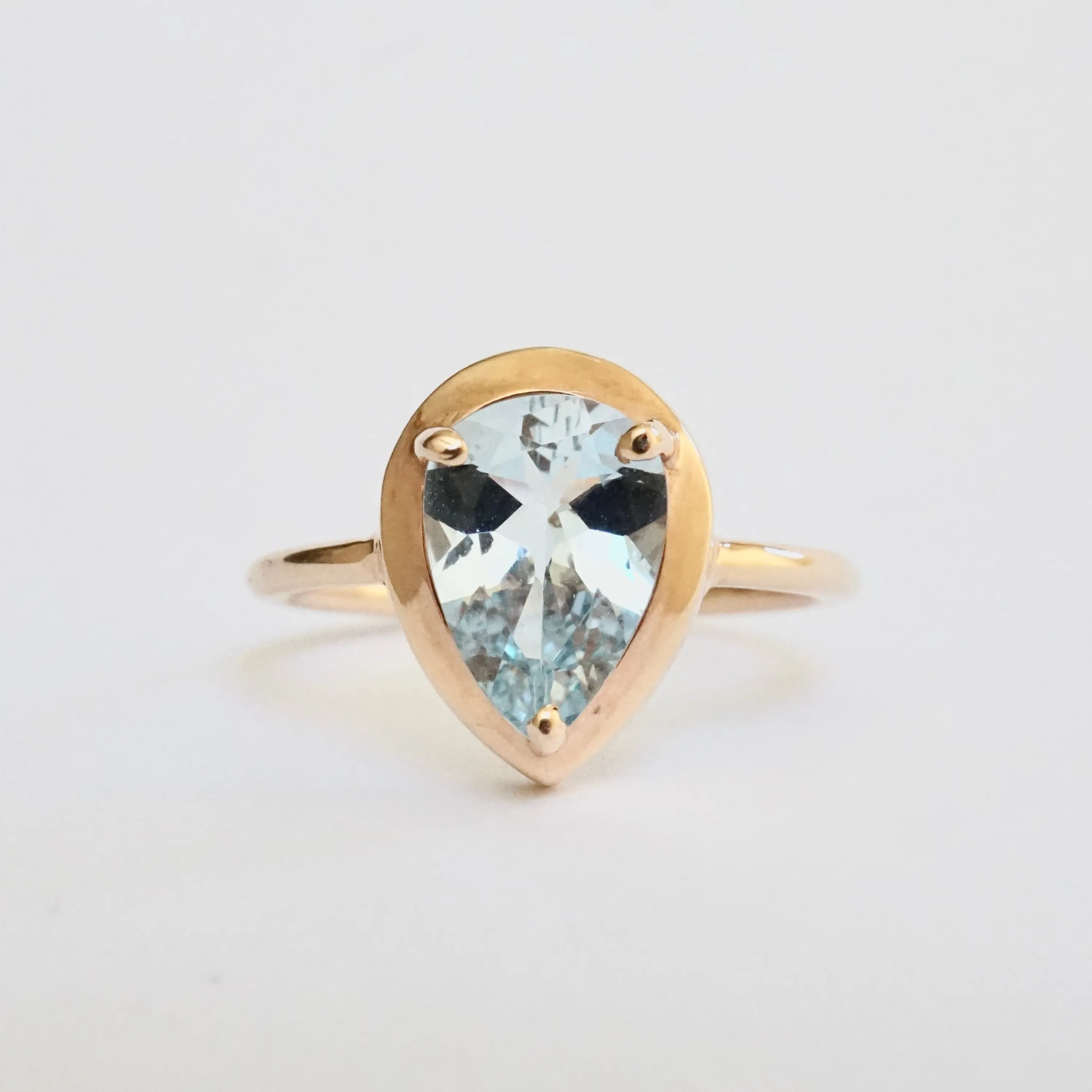 Aquamarine Ring Rose Gold - Tear Drop Aquamarine Ring - Pear Aqua Ring