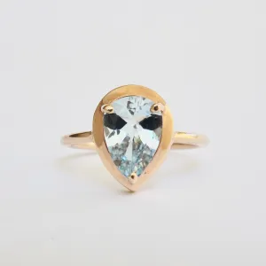 Aquamarine Ring Rose Gold - Tear Drop Aquamarine Ring - Pear Aqua Ring