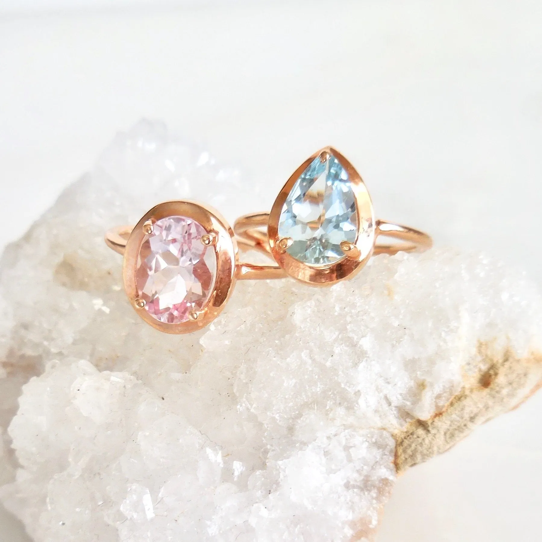 Aquamarine Ring Rose Gold - Tear Drop Aquamarine Ring - Pear Aqua Ring