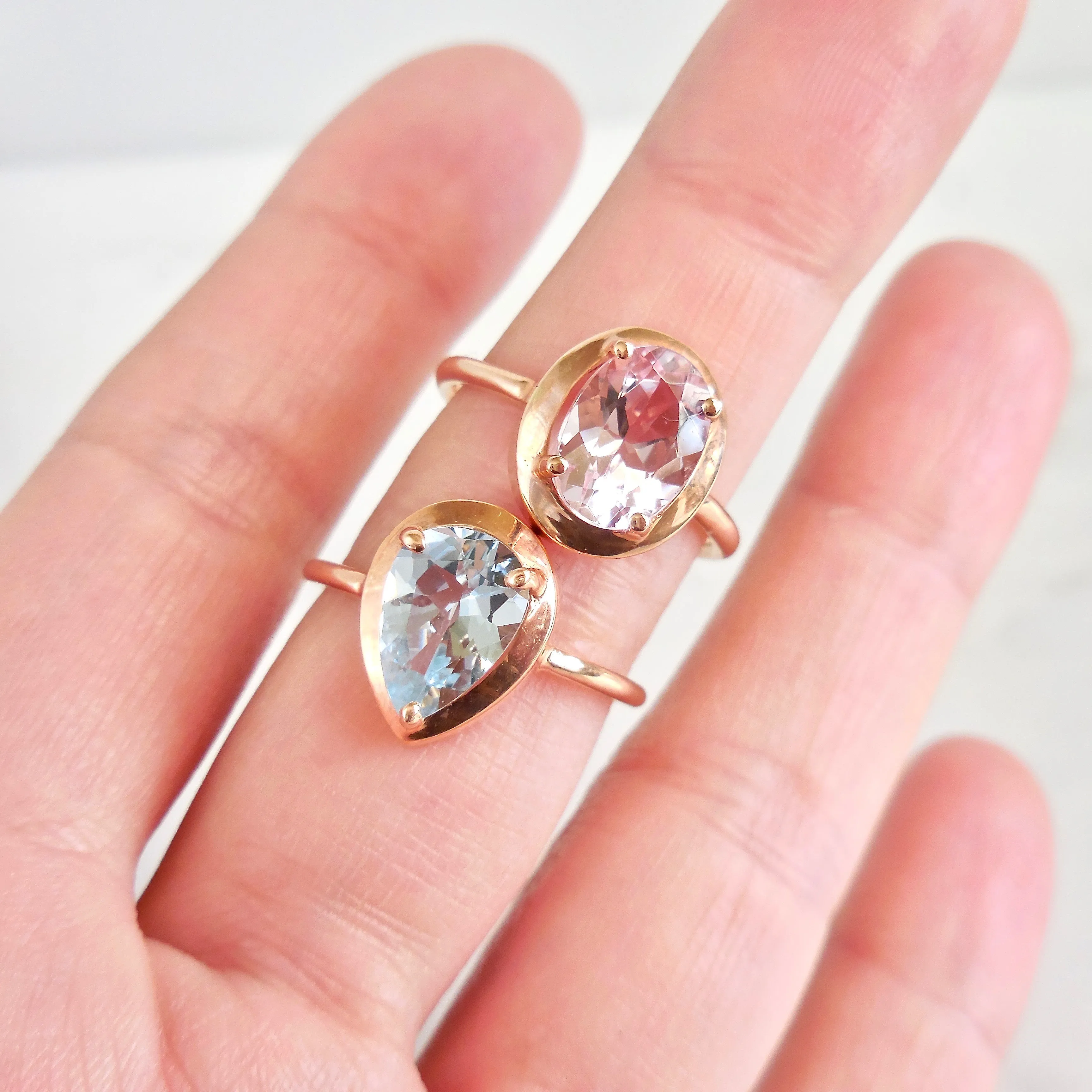 Aquamarine Ring Rose Gold - Tear Drop Aquamarine Ring - Pear Aqua Ring