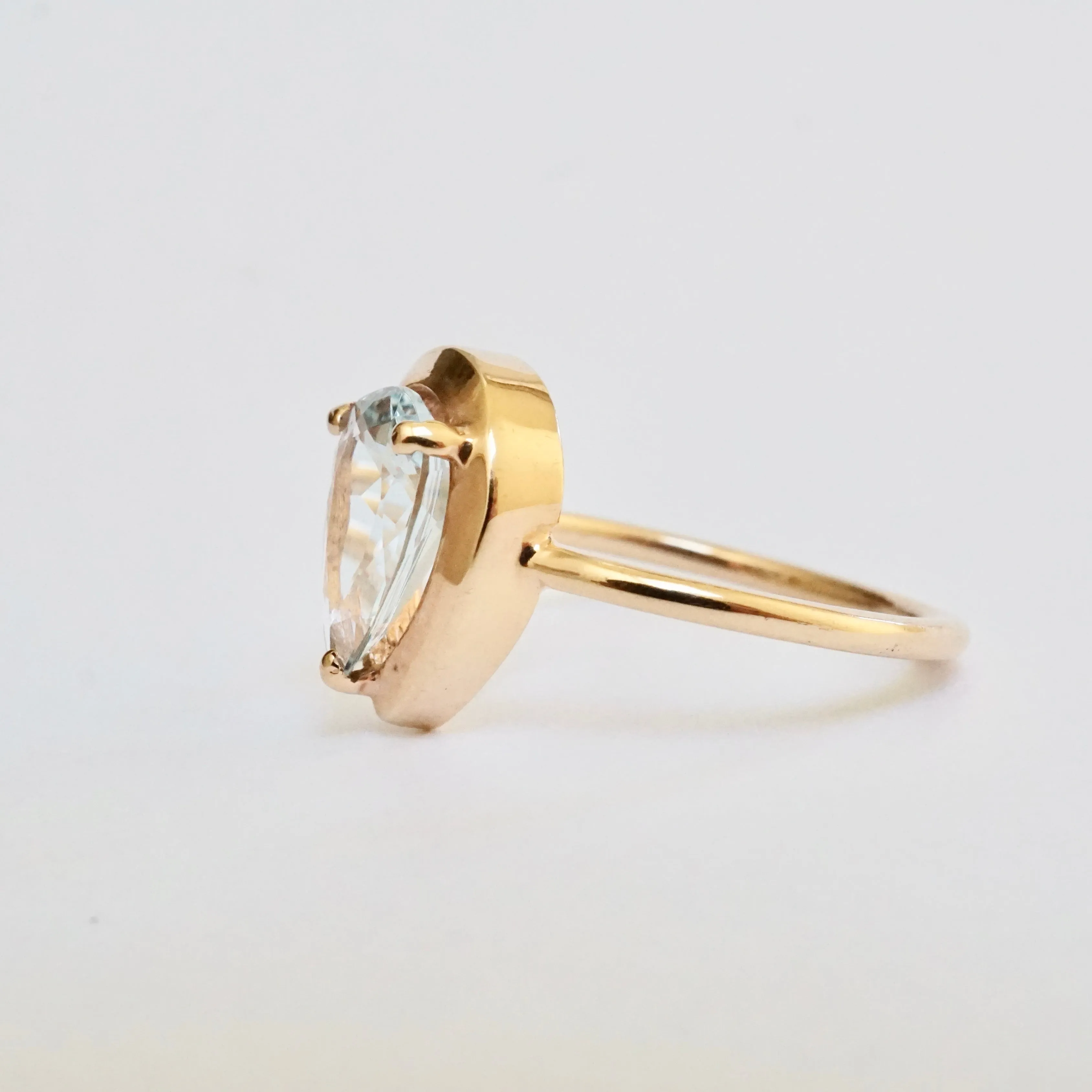 Aquamarine Ring Rose Gold - Tear Drop Aquamarine Ring - Pear Aqua Ring
