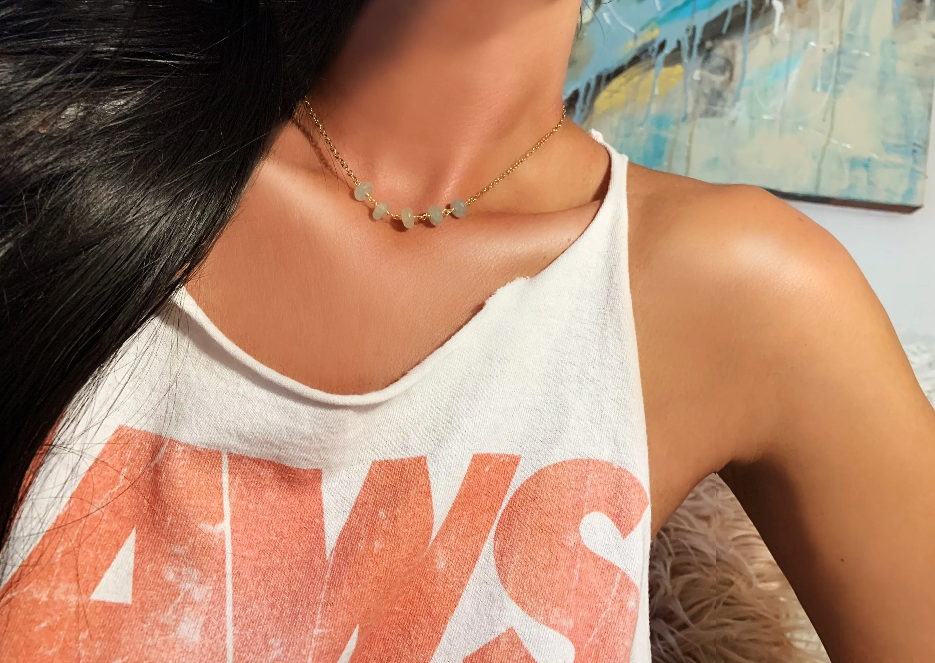 Aquamarine Wire Wrap Choker