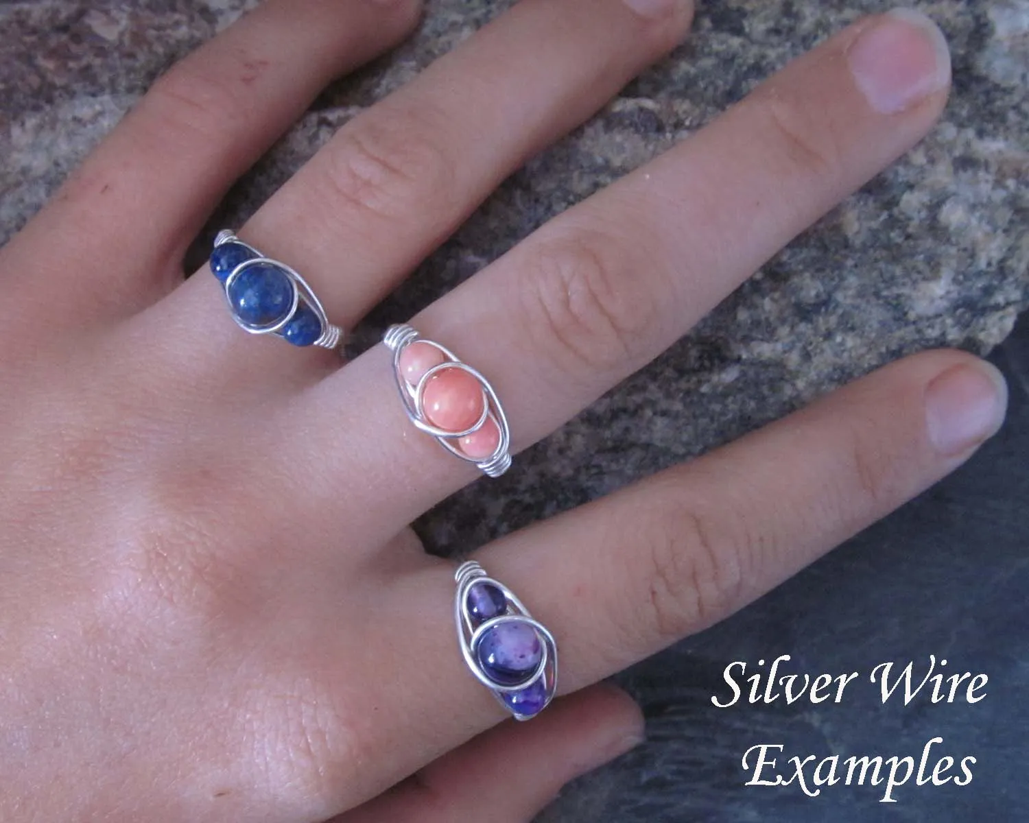 Aquamarine Wire Wrapped Ring 1pc (Custom Sizes)