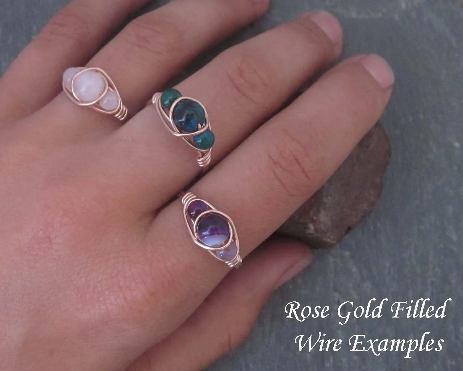 Aquamarine Wire Wrapped Ring 1pc (Custom Sizes)