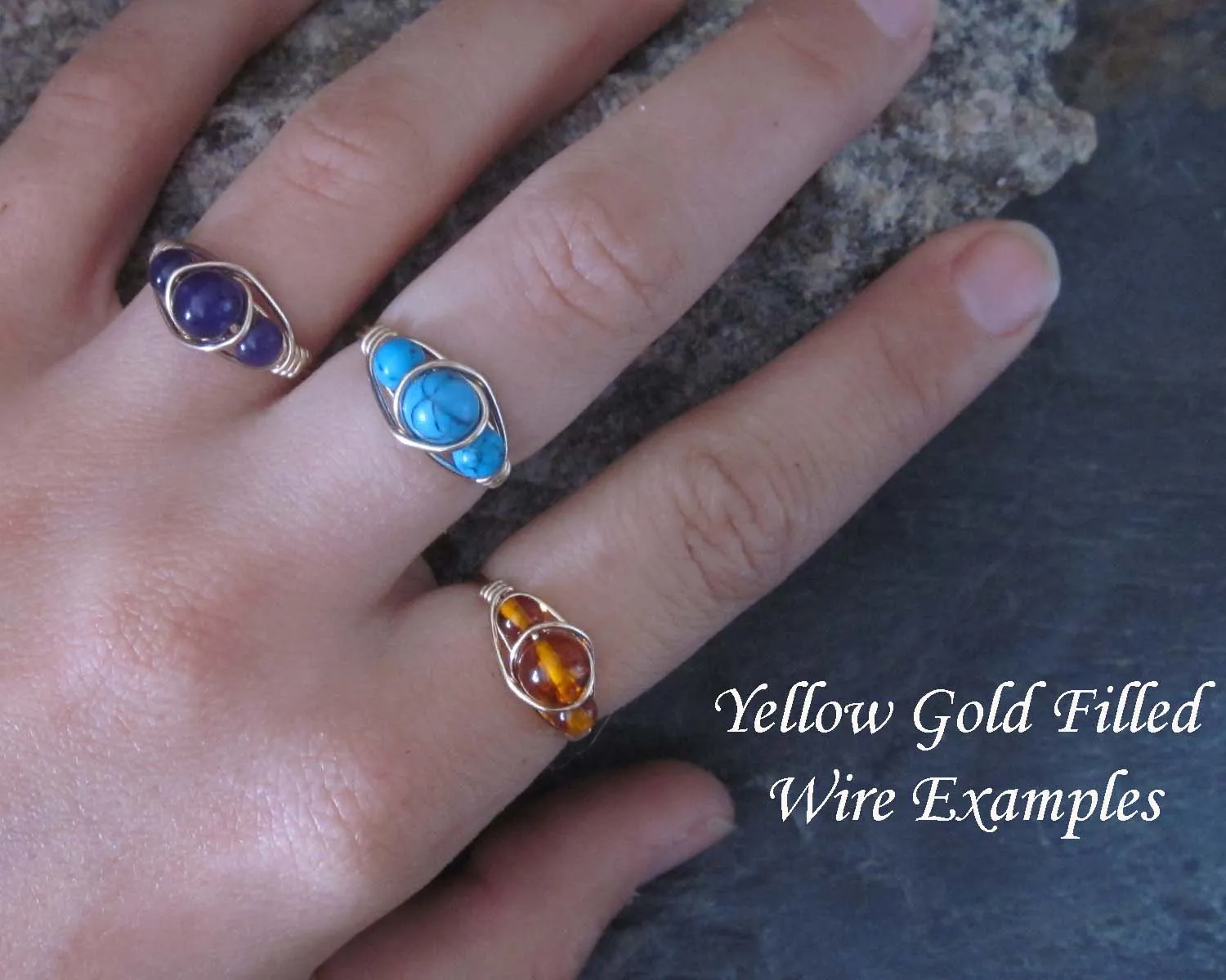 Aquamarine Wire Wrapped Ring 1pc (Custom Sizes)