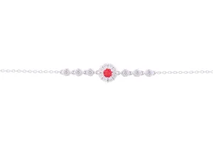 Asfour Crystal Chain Bracelet Inlaid With Fuchsia Zircon Stone In 925 Sterling Silver-BR0563-WF