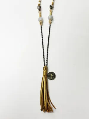 Bone Citrine Agate Zodiac Tassel