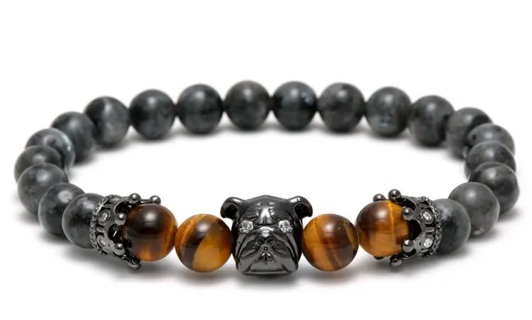 Bulldog Millionaire Natural Stone Beaded Bracelet