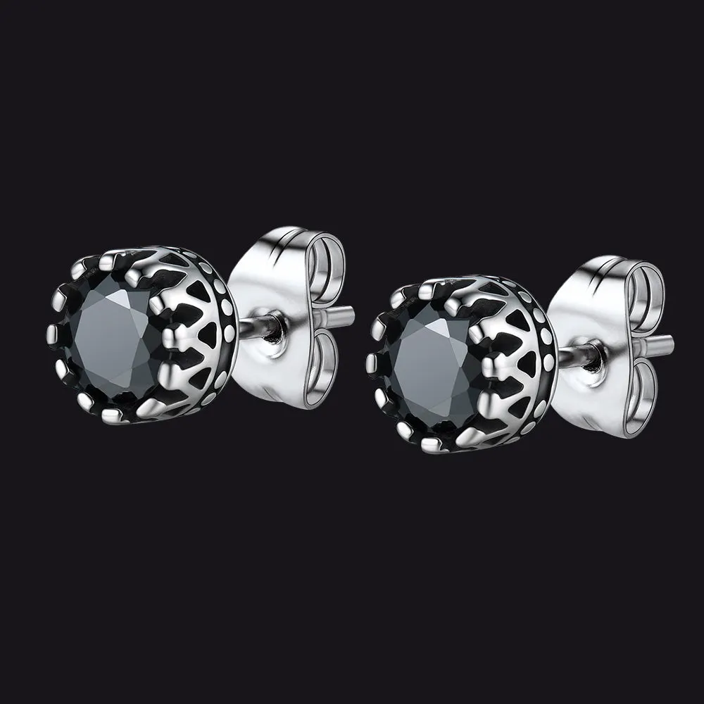 Celtic Ruby Stud Earrings for Men in Stainless Steel