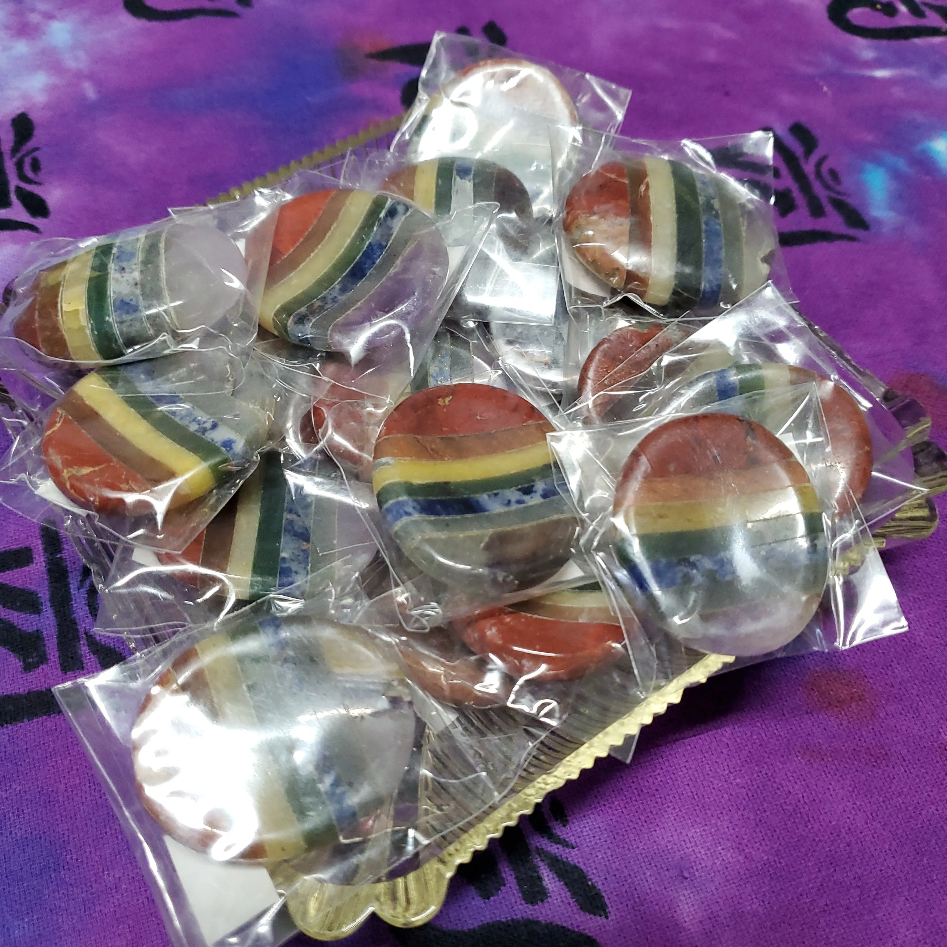 Charka Palm Worry Stone - Layered Chakras