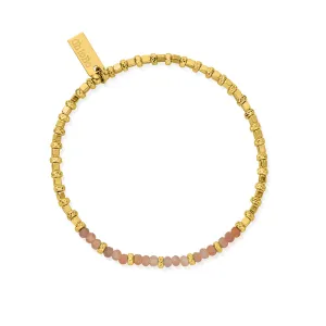 ChloBo Sterling Silver Gold Plated Peach Moonstone Sparkle Cube Bracelet