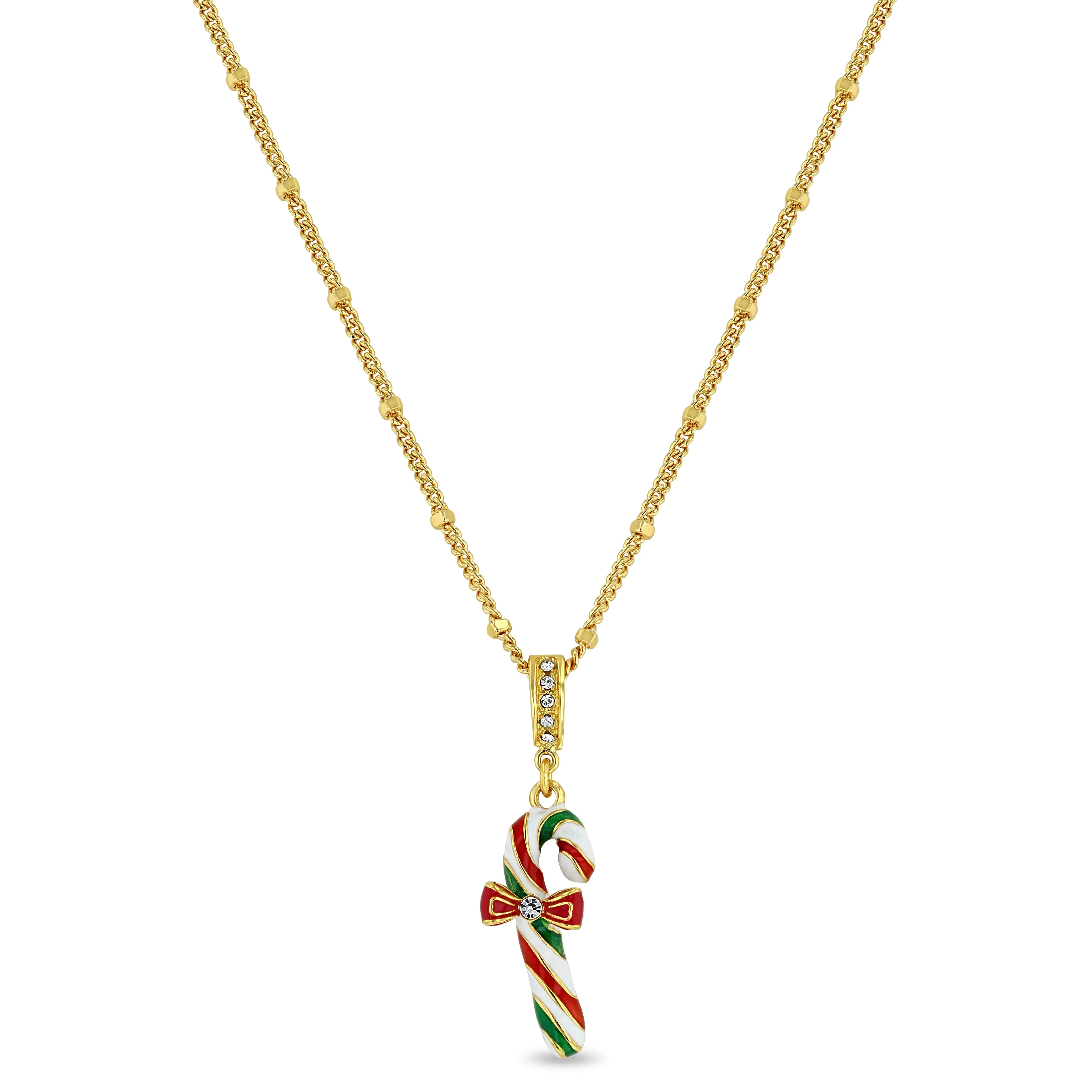 Christmas Candy Cane Enhancer Charm by Ritzy Couture DeLuxe - 18k Gold Plated