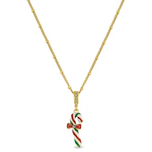 Christmas Candy Cane Enhancer Charm by Ritzy Couture DeLuxe - 18k Gold Plated