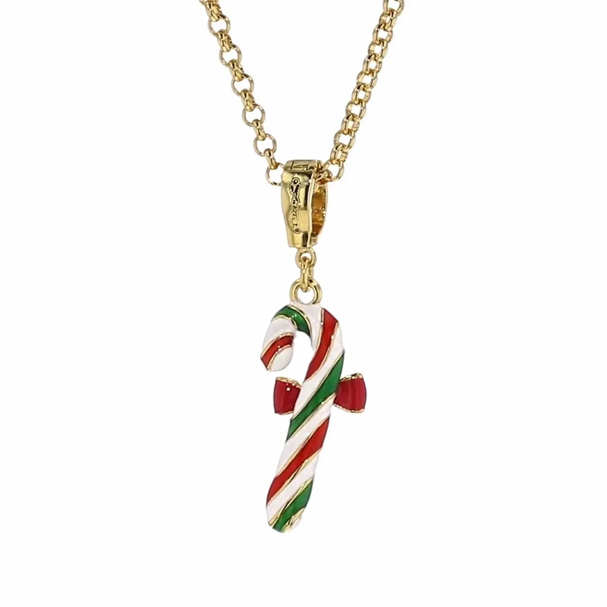 Christmas Candy Cane Enhancer Charm by Ritzy Couture DeLuxe - 18k Gold Plated