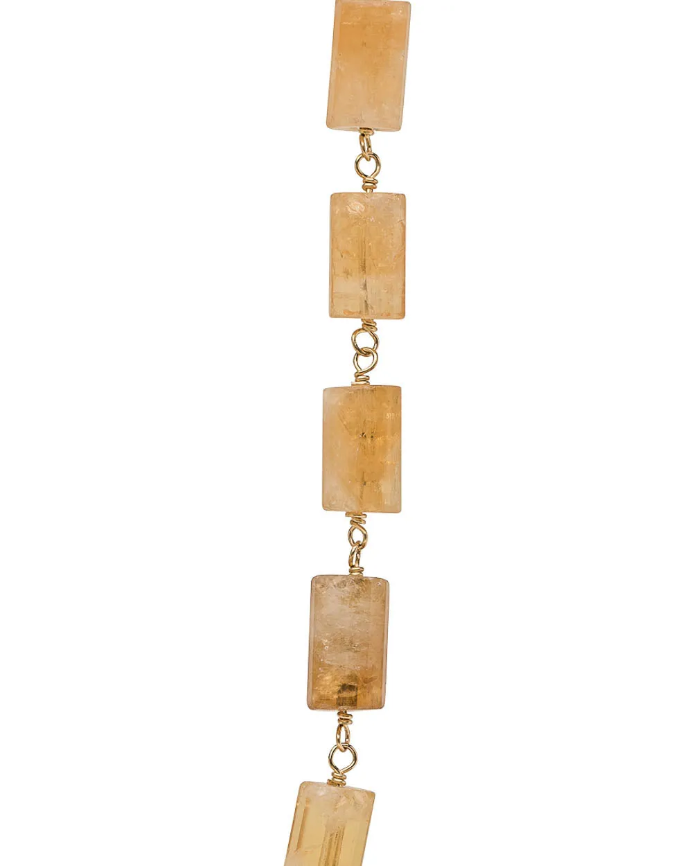 Citrine Cylinder Bead Short Link Necklace