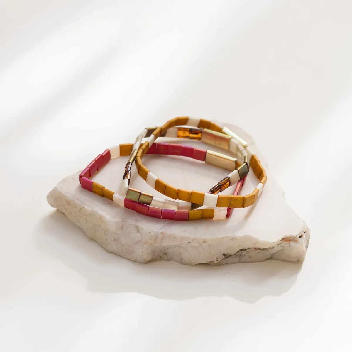 Coral Tila Bracelet