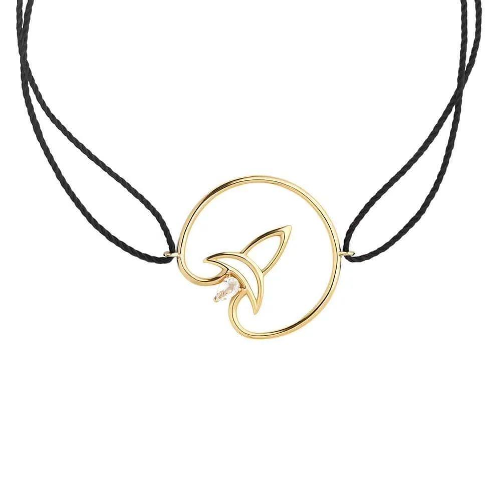 Cosmo Voyager Cord 18K Gold Plated Bracelet w. Zirconia