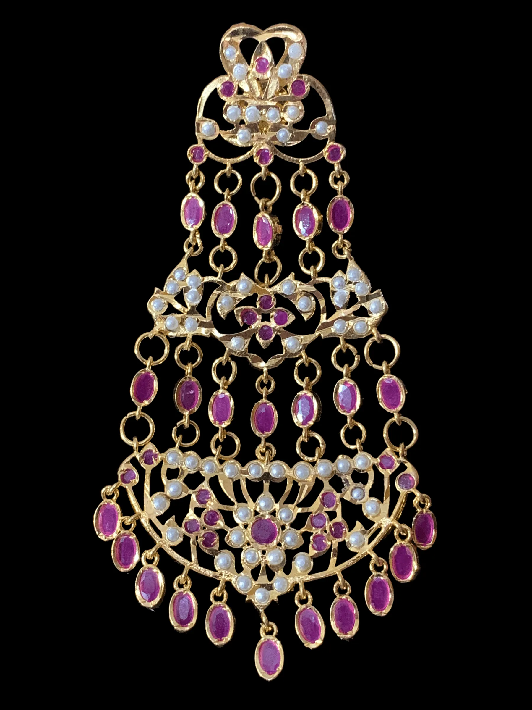 DER162 Naveen  jhoomar earrings ( Ruby    ) (  READY TO SHIP )