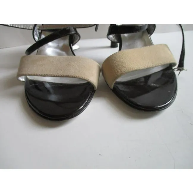 Dolce And Gabbana Cream And Brown Suede And Chocolate Patent Open Pumps Size Eu