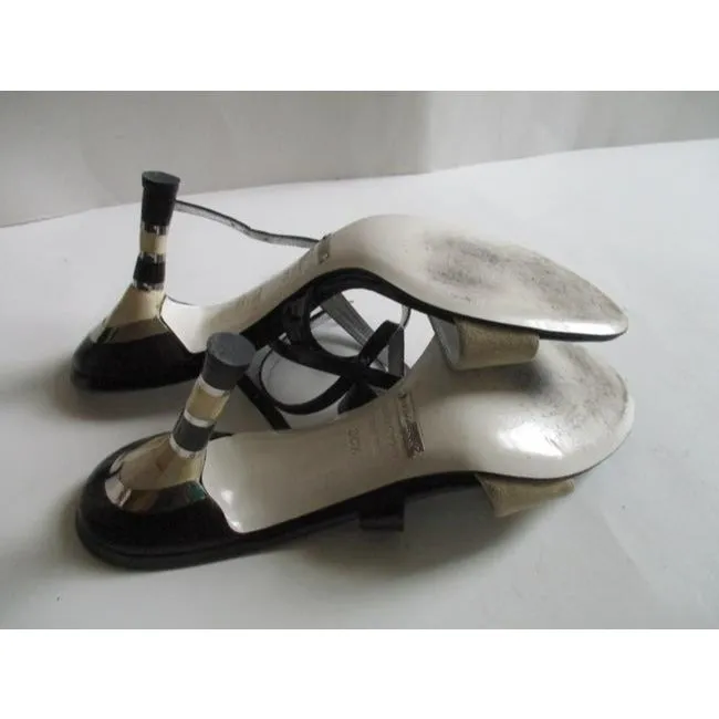 Dolce And Gabbana Cream And Brown Suede And Chocolate Patent Open Pumps Size Eu