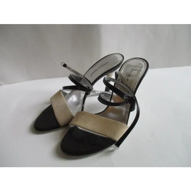 Dolce And Gabbana Cream And Brown Suede And Chocolate Patent Open Pumps Size Eu