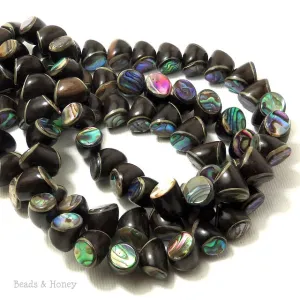 Ebony Wood with Abalone Shell Kiss 10mm (Half Strand)