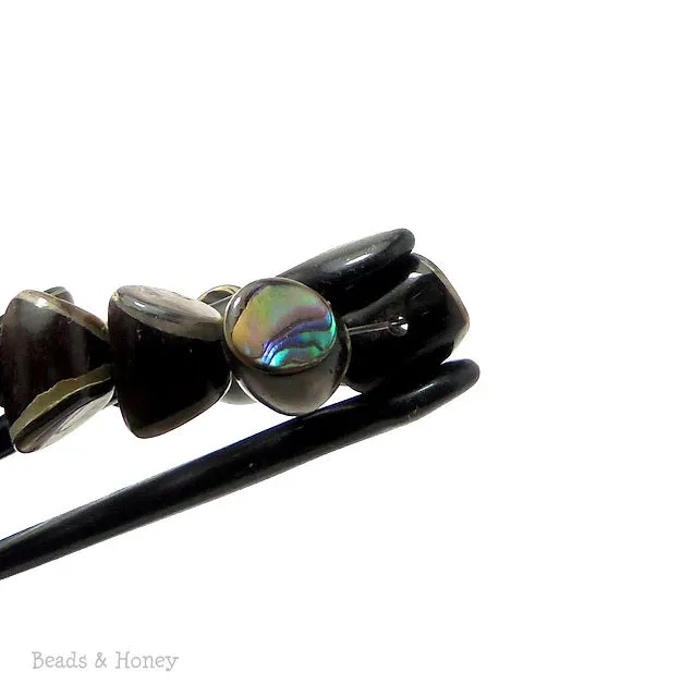Ebony Wood with Abalone Shell Kiss 10mm (Half Strand)