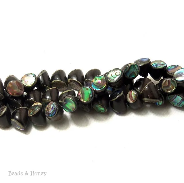 Ebony Wood with Abalone Shell Kiss 10mm (Half Strand)
