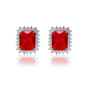 Emerald Cut Ruby Earrings