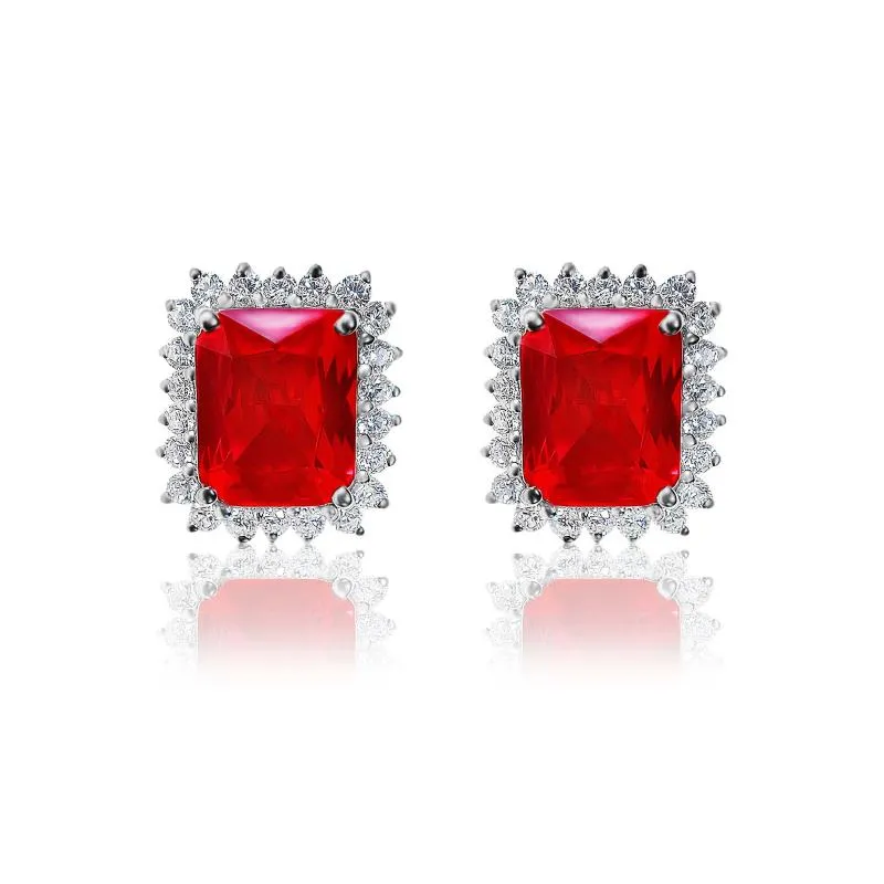 Emerald Cut Ruby Earrings
